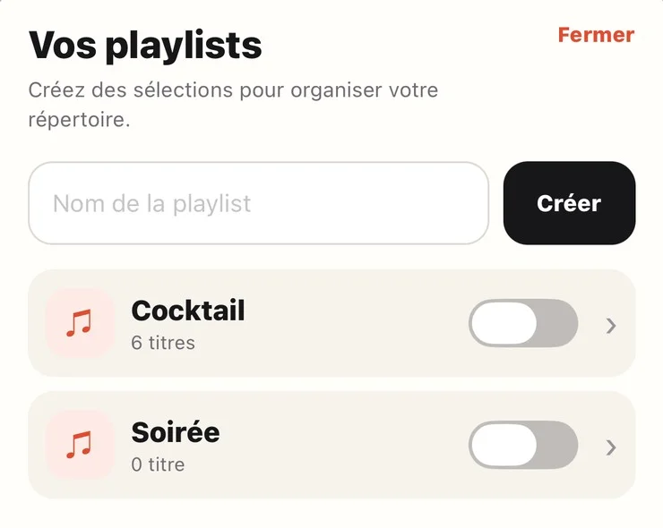 Playlist personnalisée du répertoire